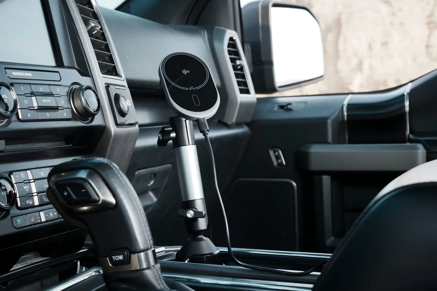Magnetic phone mount clipped to a car air vent