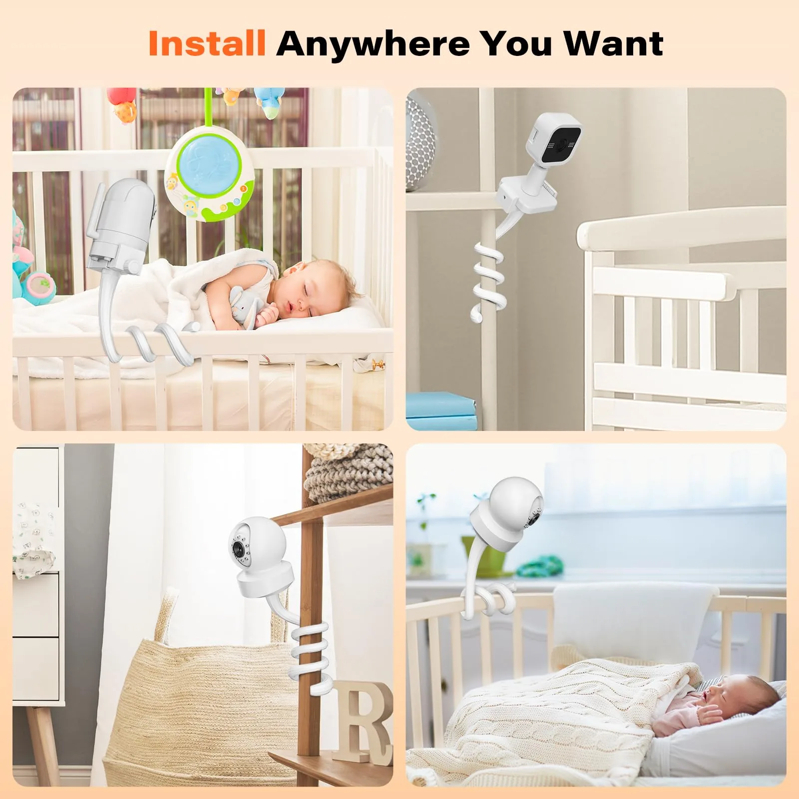 Four ways to place a baby monitor with the A2C gooseneck mount