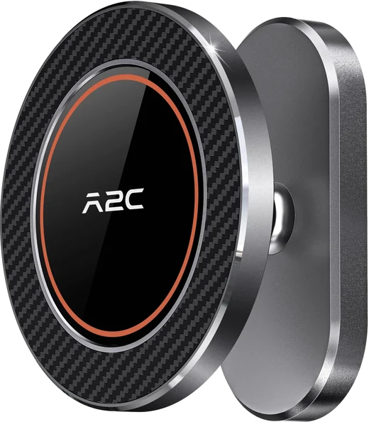 A2C aluminum magnetic golf cart phone mount on a cart's steel strut