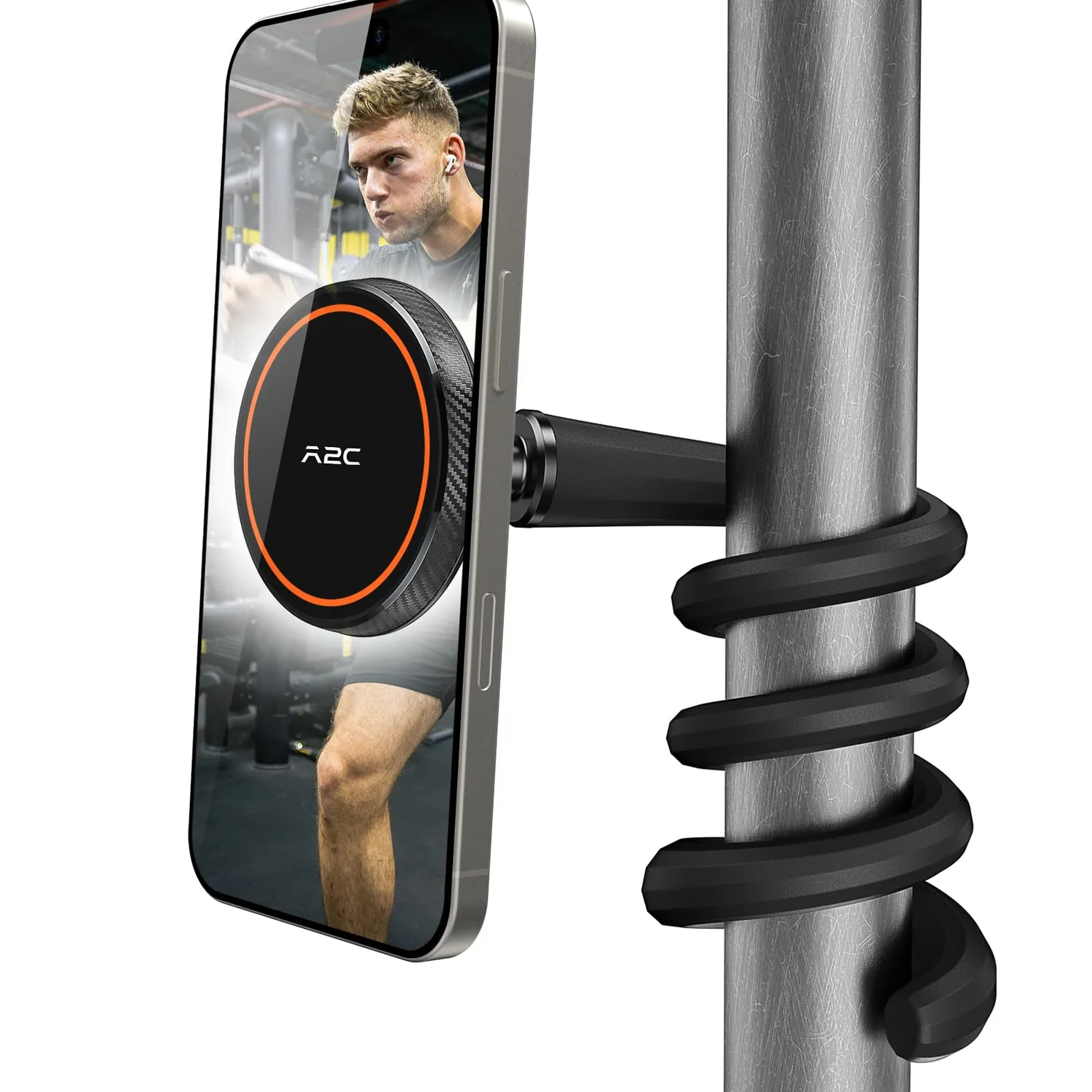 A2C Magnetic Gooseneck Gym Phone Holder for Treadmill Peloton Stroller Desk