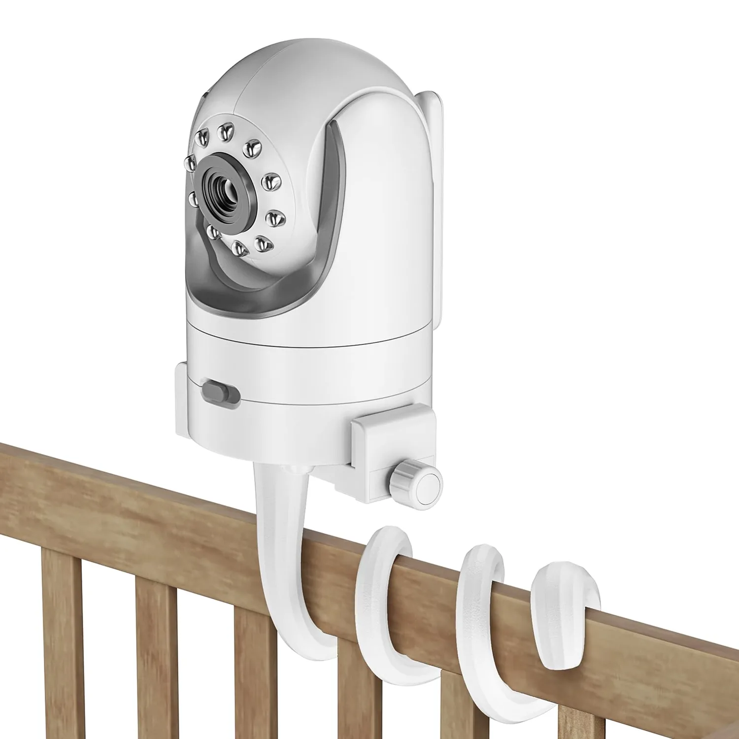 A2C Universal Baby Monitor Mount Camera Shelf Compatible with Infant Optics DXR 8 & DXR-8 Pro and Most Other Baby Monitors, Cribs, Cots, Shelves & Furniture – White